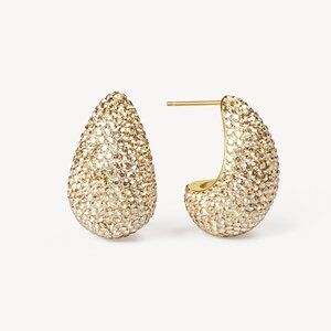 NIB Hillberg & Berk Dream Puff™ Sparkle Stud Earrings in Gold - MSRP $243